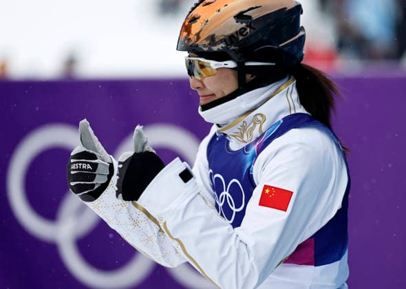 (260221) -- LIVIGNO, Feb. 21, 2026 -- Xu Mengtao of China reacts during the freestyle skiing mixed team aerials final 1 at the Milan-Cortina 2026 Olympic Winter games, Winterspiele,Spiele, Summer games in Livigno, Italy, Feb. 21, 2026. ) (MICO2026)ITALY-LIVIGNO-OLYMPIC WINTER GAMES-FREESTYLE SKIING-MIXED TEAM AERIALS-FINAL WangxPeng 