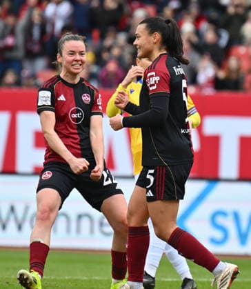 21 02 2026 Soccer season 2025 2026 1 Google Pixel Women Bundesliga 19 Matchday 1 FC Nürnberg FCN Club Clubfrauen FC Carl Zeiss Jena Sportfoto Zink xwoxzix Goal celebration Joy after goal Goal shot to 1 0 by Clara Fröhlich Froehlich 5, 1 FC Nürnberg FCN Julia Pollak 22, 1 FC Nürnberg FCN Clara Fröhlich Froehlich 5, 1 FC Nürnberg FCN