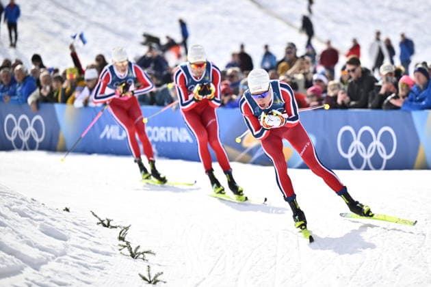 VAL DI FIEMME, ITALY 20260221 Norwegian skiers in the lead Martin Lowstrom Nyenget, Emil Iversen and Johannes Hosflot Klaeb in the Cross-Country Skiing Men s 50km Mass Start Classic at the Tesero cross-country skiing stadium during the Winter Olympics in Val di Fiemme, Italy. VAL DI FIEMME ITALY x10430x *** VAL DI FIEMME, ITALY 20260221 Norwegian skiers in the lead Martin Lowstrom Nyenget, Emil Iversen and Johannes Hosflot Klaeb in the Cross Country Skiing Mens 50km Mass Start Classic at the Tesero cross country skiing stadium during the Winter Olympics in Val di Fiemme, Italy VAL DI FIEMME ITALY x10430x  Copyright: xChristinexOlsson TTx 2026 OLYMPICS SKIING MEN S 50KM