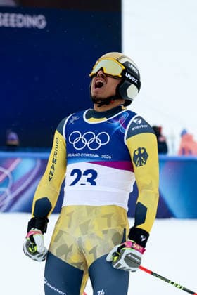 Livigno, Italien 21. Februar 2026: Ski Freestyle Ski Cross Männer - Olympia 2026 Im Bild: Florian Fischer (GER) schreit im Ziel. Snow Park *** Livigno, Italy February 21, 2026 Ski Freestyle Ski Cross Men Olympia 2026 In the picture Florian Fischer GER screams at the finish line Snow Park Copyright: xFotostandx xHettichx