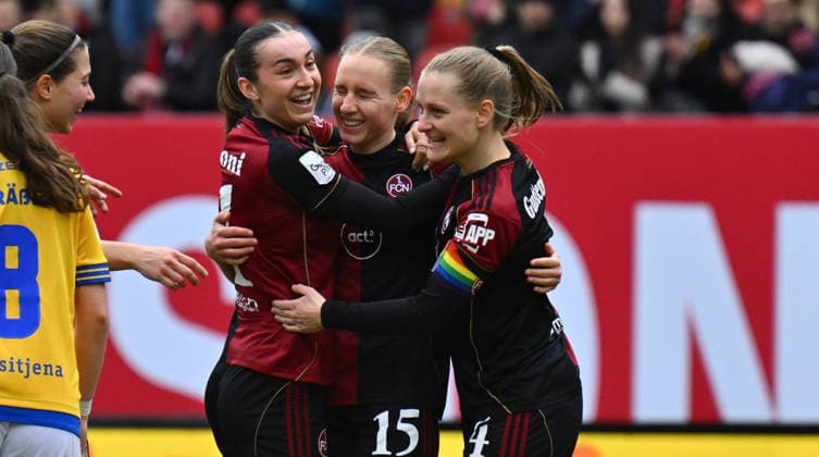 21 02 2026 Soccer Season 2025 2026 1 Google Pixel Women Bundesliga 19 Matchday 1 FC Nürnberg FCN Club Clubfrauen FC Carl Zeiss Jena Sportfoto Zink xwoxzix Goal celebration Joy after goal Goal shot to 3 0 by Emöke Emoeke Papai 15, 1 FC Nürnberg FCN Lara Meroni 11, 1 FC Nürnberg FCN Emöke Emoeke Papai 15, 1 FC Nürnberg FCN Luisa Guttenberger 4, 1 FC Nürnberg FCN ä
