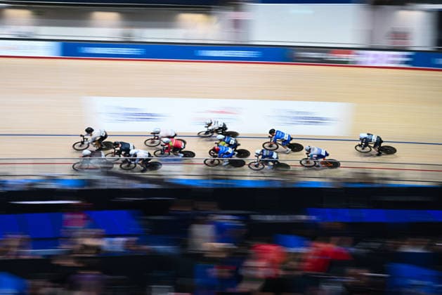 2026 British Cycling Lloyds National Track Championships Picture by Olly Hassell SWpix.com - 21 02 2026 - 2026 British Cycling Lloyds National Track Championships - National Cycling Centre, Manchester, England - Men™s Elimination Race Qualifying Heat 2 Copyright: x xSWpix.comx(t axPhotographyxHubxLtd)xOllyxHassell SWpix.comx SWP-3203-0540