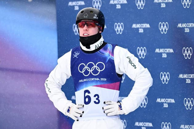 2026 WINTER Olympic Games, Olympische Spiele, Olympia, OS Reilly Flanagan of Australia waits for his score during the Mixed Team Aerials finals at the Livigno Aerials and Moguls Park on day 15 of the 2026 Milano Cortina Winter Olympic Games in Livigno, Italy, Saturday, February 21, 2026. ( NO ARCHIVING, EDITORIAL USE ONLY LIVIGNO SONDRIO ITALY  Copyright: xDANxHIMBRECHTSx 20260221168711177536