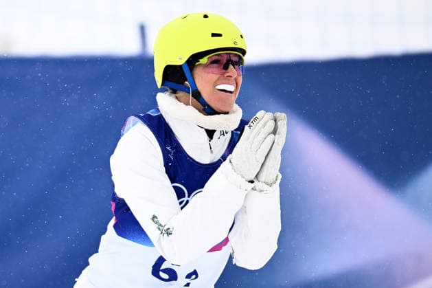 2026 WINTER Olympic Games, Olympische Spiele, Olympia, OS Danielle Scott of Australia reacts after landing her first jump during the Mixed Team Aerials finals at the Livigno Aerials and Moguls Park on day 15 of the 2026 Milano Cortina Winter Olympic Games in Livigno, Italy, Saturday, February 21, 2026. ( NO ARCHIVING, EDITORIAL USE ONLY LIVIGNO SONDRIO ITALY  Copyright: xDANxHIMBRECHTSx 20260221126294143206