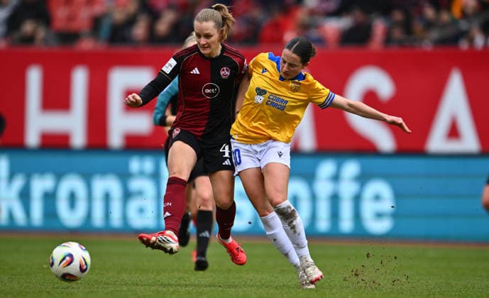 21 02 2026 Soccer Season 2025 2026 1 Google Pixel Women Bundesliga 19 Matchday 1 FC Nürnberg FCN Club Clubfrauen FC Carl Zeiss Jena Sportfoto Zink xwoxzix Luisa Guttenberger 4, 1 FC Nürnberg FCN Elena Mühlemann 30, FC Carl Zeiss Jena
