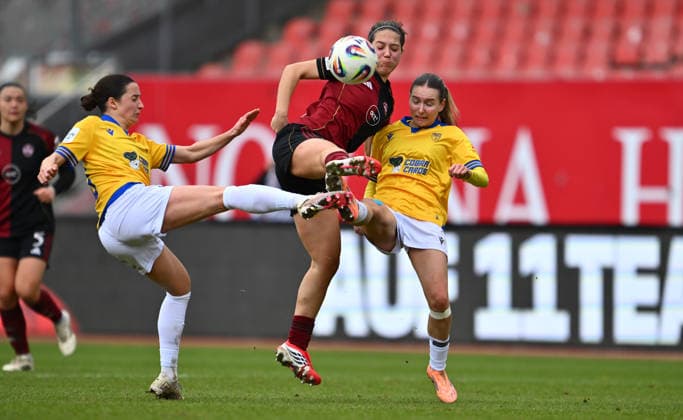 21 02 2026 Soccer Season 2025 2026 1 Google Pixel Women Bundesliga 19 Matchday 1 FC Nürnberg FCN Club Clubfrauen FC Carl Zeiss Jena Sportfoto Zink xwoxzix Merza Merca Julevic 10, FC Carl Zeiss Jena Laura Miller 9, 1 FC Nürnberg FCN Elena Mühlemann 30, FC Carl Zeiss Jena