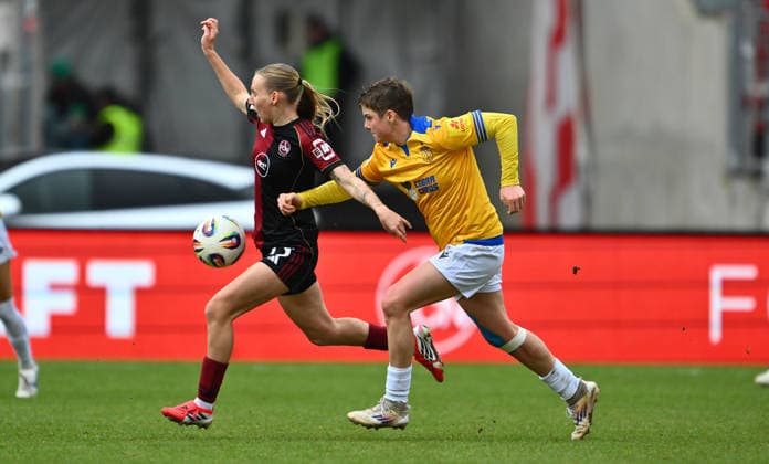 21 02 2026 Soccer Season 2025 2026 1 Google Pixel Women Bundesliga 19 Matchday 1 FC Nürnberg FCN Club Clubfrauen FC Carl Zeiss Jena Sportfoto Zink xwoxzix Emöke Emoeke Papai 15, 1 FC Nürnberg FCN Gwen Gwendolyn Mummert 27, FC Carl Zeiss Jena