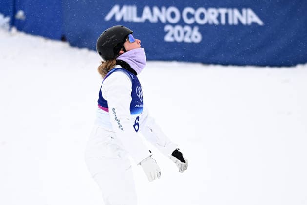 2026 WINTER Olympic Games, Olympische Spiele, Olympia, OS Abbey Willcox of Australia reacts after crashing on her second jump during the Mixed Team Aerials finals at the Livigno Aerials and Moguls Park on day 15 of the 2026 Milano Cortina Winter Olympic Games in Livigno, Italy, Saturday, February 21, 2026. ( NO ARCHIVING, EDITORIAL USE ONLY LIVIGNO SONDRIO ITALY  Copyright: xDANxHIMBRECHTSx 20260221123915226324