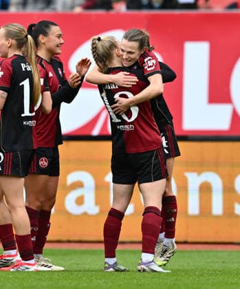 21 02 2026 Soccer season 2025 2026 1 Google Pixel Women Bundesliga 19 Matchday 1 FC Nürnberg FCN Club Clubfrauen FC Carl Zeiss Jena Sportfoto Zink xwoxzix Goal celebration Joy after goal Goal shot to 4 0 by Nastassja Lein 24, 1 FC Nürnberg FCN