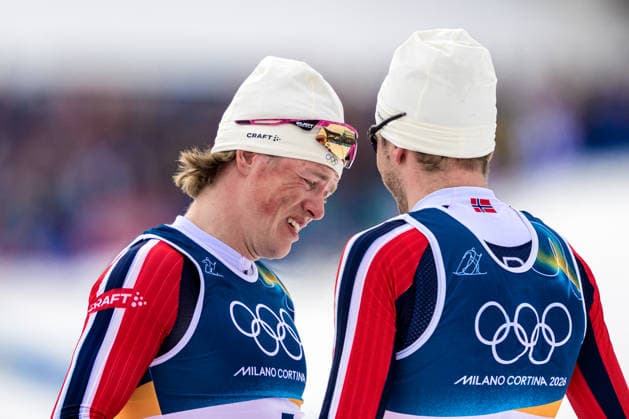 260221 Johannes Hosflot Klaebo and Emil Iversen of Norway celebrate after competing in the men s 50km classic technique cross-country skiing race during day 15 of the 2026 Winter Olympics on February 21, 2026 in Val di Fiemme. Photo: Maxim Thore BILDBYRAN kod MT MT1001 skidor cross-country skiing langrenn Olympic Games, Olympische Spiele, Olympia, OS olympics winter olympics os ol olympiska spel vinter-os olympiske leker milano cortina 2026 milan cortina 2026 milano cortina 2026 olympic games milano cortina 2026 winter olympic games milano cortina-os milano cortina-ol vinter-ol 15 bbeng norge jubel guld gold gull *** 260221 Johannes Hosflot Klaebo and Emil Iversen of Norway celebrate after competing in the men s 50km classic technique cross country skiing race during day 15 of the 2026 Winter Olympics on February 21, 2026 in Val di Fiemme Photo Maxim Thore BILDBYRAN kod MT MT1001 skidor cross country skiing langrenn olympic games olympics winter olympics os ol olympiska spel vinter os olympiske leker milano cortina 2026 milan cortina 2026 milano cortina 2026 olympic games milano cortina 2026 winter olympic games milano cortina os milano cortina ol vinter ol 15 bbeng norge jubel guld gold gull  Copyright: MAXIMxTHORE BB260221MT079