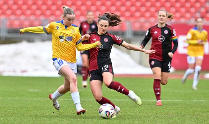 21 02 2026 Soccer Season 2025 2026 1 Google Pixel Women Bundesliga 19 Matchday 1 FC Nuremberg FCN Club Clubfrauen FC Carl Zeiss Jena Sportfoto Zink xwoxzix Hannah Lehmann 19, FC Carl Zeiss Jena Sanja Homann 19, 1 FC Nuremberg FCN