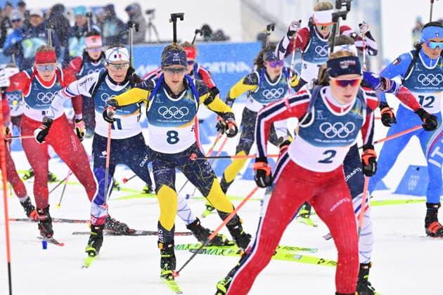 ANTERSELVA, ITALY 20260221 Anna Magnusson at the start of the women s 12.5 km mass start in biathlon in Anterselva during the Winter Olympics in Milan Cortina, Italy. *** The image is included in the SPORTS PACKAGE. For others PAID IMAGE ** ANTERSELVA ITALY x10030x *** ANTERSELVA, ITALY 20260221 Anna Magnusson at the start of the women s 12 5 km mass start in biathlon in Anterselva during the Winter Olympics in Milan Cortina, Italy The image is included in the SPORTS PACKAGE For others PAID IMAGE ANTERSELVA ITALY x10030x  Copyright: xJonasxEkströmer TTx 2026 OLYMPICS BIATHING MASS START WOMEN 12.5KM