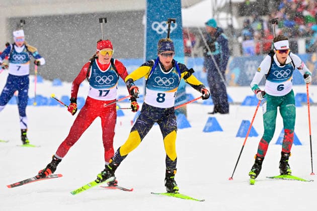 ANTERSELVA, ITALIEN 20260221 Schweiz Lea Meier, Sveriges Anna Magnusson och Bulgariens Lora Hristova under damernas masstart 12,5 km i skidskytte i Anterselva under vinter-OS i Milano Cortina, Italien. *** Bilden ingar i SPORTPAKET. För övriga BETALBILD ** ANTERSELVA ITALIEN x10030x *** ANTERSELVA, ITALY 20260221 Switzerlands Lea Meier, Swedens Anna Magnusson and Bulgarias Lora Hristova during the womens mass start 12.5 km in biathlon in Anterselva during the Winter Olympics in Milan Cortina, Italy Picture in SPORT PACKAGE For others PAY PICTURE ANTERSELVA ITALY x10030x  Copyright: xJonasxEkströmer TTx OS 2026 SKIDSKYTTE MASSTART DAMER 12,5KM