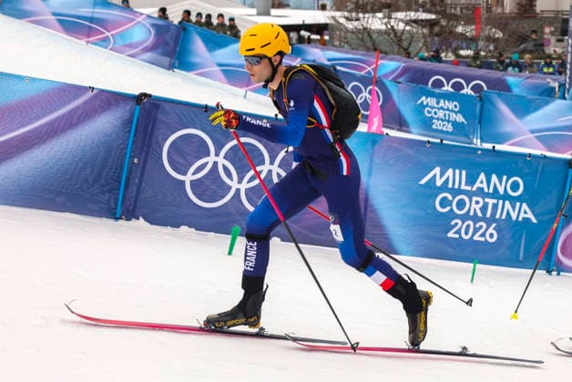 OLYMPICS - Winter Olympic Games, Olympische Spiele, Olympia, OS Milano Cortina 2026 BORMIO,ITALY,21.FEB.26 - OLYMPICS, SKI MOUNTAINEERING - Winter Olympic Games Milano Cortina 2026, Skicross, mixed relay, final. Image shows Thibault Anselmet (FRA).  GEPAxpictures xHaraldxSteiner
