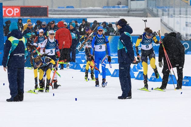 GIOCHI OLIMPICI - Olimpiadi Invernali Milano-Cortina 2026 - Biathlon Women s 12.5km Mass Start Oceane Michelon (FRA), Lisa Vittozzi (ITA) and Hanna Oeberg (SWE) pior the Olympic Winter games, Winterspiele,Spiele, Summer games Milano-Cortina 2026, Biathlon Women s 12.5km Mass Start on February 21, 2026 at Antholz-Anterselva Biathlon Arena in Anterselva, Italy Cortina D Ampezzo Italy  Copyright: xIPAxSport ABACAx