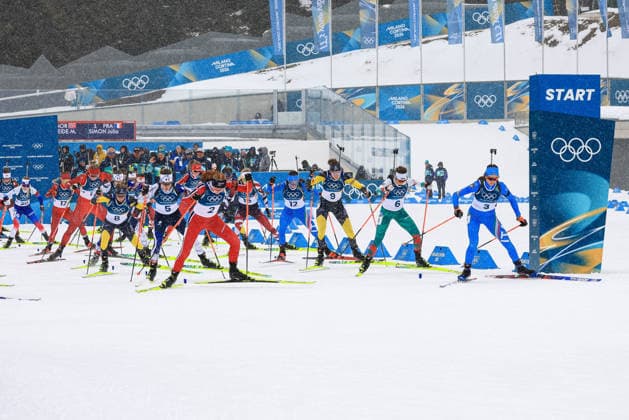 GIOCHI OLIMPICI - Olimpiadi Invernali Milano-Cortina 2026 - Biathlon Women s 12.5km Mass Start Atheltes start line during the Olympic Winter games, Winterspiele,Spiele, Summer games Milano-Cortina 2026, Biathlon Women s 12.5km Mass Start on February 21, 2026 at Antholz-Anterselva Biathlon Arena in Anterselva, Italy Cortina D Ampezzo Italy  Copyright: xIPAxSport ABACAx