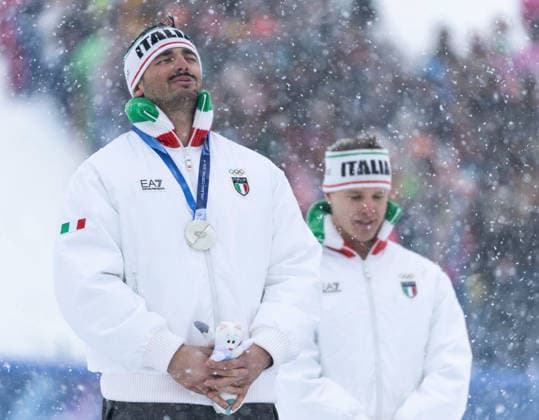 OLYMPICS - Winter Olympic Games, Olympische Spiele, Olympia, OS Milano Cortina 2026 LIVIGNO,ITALY,21.FEB.26 - OLYMPICS, FREE SKI, FREESTYLE SKIING - Winter Olympic Games Milano Cortina 2026, Skicross, men, final, medal ceremony. Image shows Federico Tomasoni (ITA). Keywords: medal.  GEPAxpictures xWolfgangxGrebien