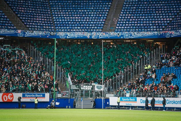 Google Pixel Womens Bundesliga Hamburger SV vs SV Werder Bremen, 21 02 2026 SV Werder Bremen fans with choreography Football, Google Pixel Womens Bundesliga, 19 Matchday Hamburger SV vs SV Werder Bremen on 21 02 2026 at Volksparkstadion, Hamburg DFB REGULATIONS PROHIBIT ANY USE OF PHOTOGRAPHS AS IMAGE SEQUENCES AND OR QUASI VIDEO Copyright: xBEAUTIFULxSPORTS Tonhäuserx