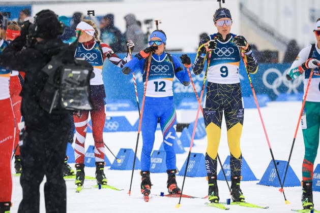 Dorothea Wierer (ITA) and Hanna Oeberg (SWE) at the start line during the Olympic Winter games, Winterspiele,Spiele, Summer games Milano-Cortina 2026, Biathlon Women s 12.5km Mass Start on February 21, 2026 at Antholz-Anterselva Biathlon Arena in Anterselva, Italy  Copyright: xLucianoxMariaxBisi IPAxSportx xipa-agency.netx xx IPA_71815057 IPA_Agency_IPA71815057