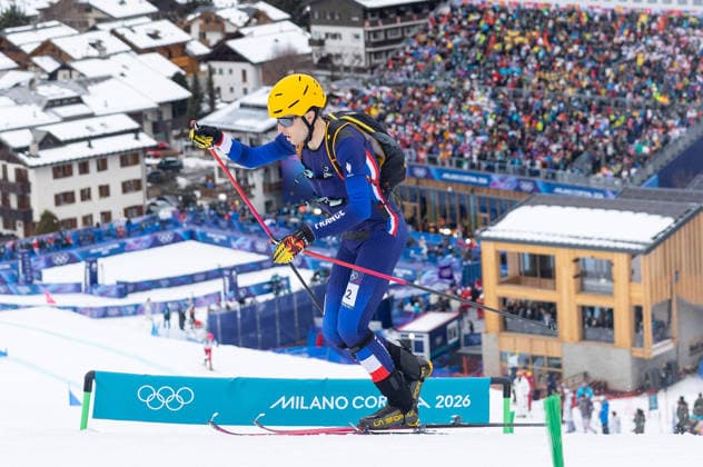 OLYMPICS - Winter Olympic Games, Olympische Spiele, Olympia, OS Milano Cortina 2026 BORMIO,ITALY,21.FEB.26 - OLYMPICS, SKI MOUNTAINEERING - Winter Olympic Games Milano Cortina 2026, Skicross, mixed relay, final. Image shows Thibault Anselmet (FRA).  GEPAxpictures xHaraldxSteiner