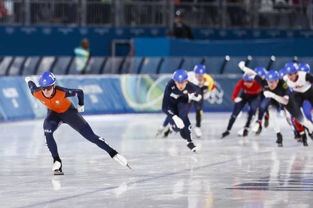 MILAN , 21-02-2026 , Milano Speed skating, Eisschnelllauf Stadium , Olympic Winter games, Winterspiele,Spiele, Summer games 2026 - Speed Skating mass start men semifinals, Picture shows Stijn Van De Bunt Olympic Winter Games 2026 - Speed Skating mass start  x201782669x Copyright: