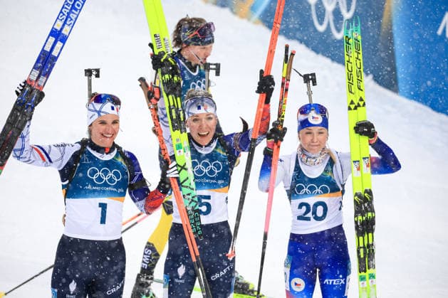 Julia Simon (FRA) 2nd place, Silver Medal Oceane Michelon (FRA) 1st place, Gold Medal and Tereza Vobornikova (CZE) 3rd place, Bronze Medal at the end of the Olympic Winter games, Winterspiele,Spiele, Summer games Milano-Cortina 2026, Biathlon Women s 12.5km Mass Start on February 21, 2026 at Antholz-Anterselva Biathlon Arena in Anterselva, Italy  Copyright: xLucianoxMariaxBisi IPAxSportx xipa-agency.netx xx IPA_71818814 IPA_Agency_IPA71818814