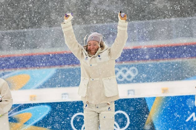 Oceane Michelon (FRA) 1st place, Gold Medal on the podium at the end of the Olympic Winter games, Winterspiele,Spiele, Summer games Milano-Cortina 2026, Biathlon Women s 12.5km Mass Start on February 21, 2026 at Antholz-Anterselva Biathlon Arena in Anterselva, Italy  Copyright: xLucianoxMariaxBisi IPAxSportx xipa-agency.netx xx IPA_71818947 IPA_Agency_IPA71818947