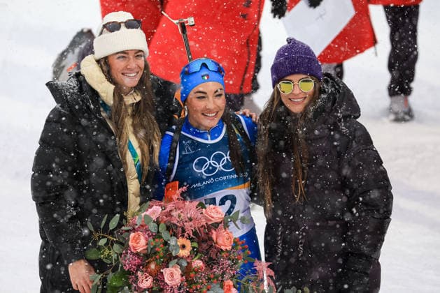 Dorothea Wierer (ITA) celebrates the last race of her career at the end of the Olympic Winter games, Winterspiele,Spiele, Summer games Milano-Cortina 2026, Biathlon Women s 12.5km Mass Start on February 21, 2026 at Antholz-Anterselva Biathlon Arena in Anterselva, Italy  Copyright: xLucianoxMariaxBisi IPAxSportx xipa-agency.netx xx IPA_71818936 IPA_Agency_IPA71818936