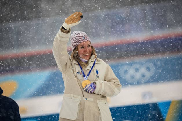 Oceane Michelon (FRA) 1st place, Gold Medal on the podium at the end of the Olympic Winter games, Winterspiele,Spiele, Summer games Milano-Cortina 2026, Biathlon Women s 12.5km Mass Start on February 21, 2026 at Antholz-Anterselva Biathlon Arena in Anterselva, Italy  Copyright: xLucianoxMariaxBisi IPAxSportx xipa-agency.netx xx IPA_71818953 IPA_Agency_IPA71818953