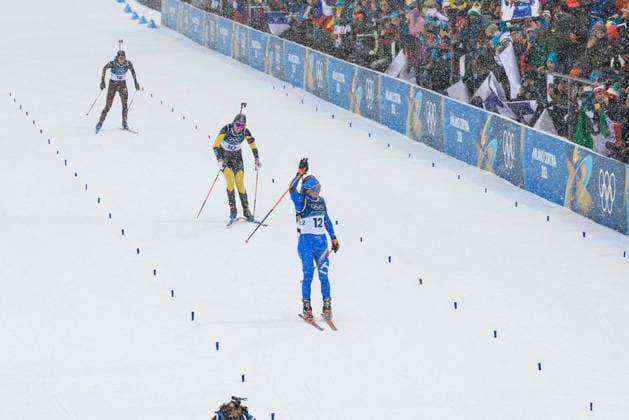 Dorothea Wierer (ITA) at the finish line during the Olympic Winter games, Winterspiele,Spiele, Summer games Milano-Cortina 2026, Biathlon Women s 12.5km Mass Start on February 21, 2026 at Antholz-Anterselva Biathlon Arena in Anterselva, Italy  Copyright: xLucianoxMariaxBisi IPAxSportx xipa-agency.netx xx IPA_71819127 IPA_Agency_IPA71819127