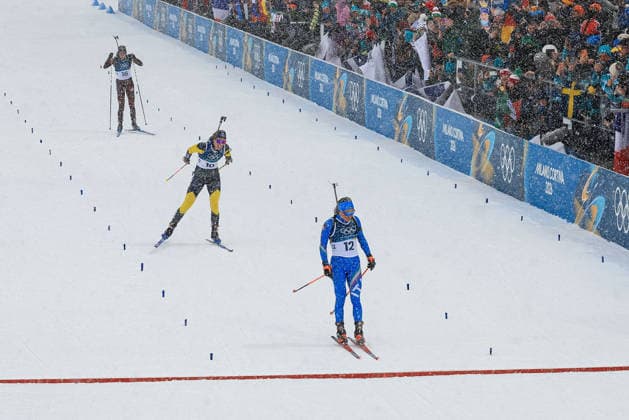 Dorothea Wierer (ITA) at the finish line during the Olympic Winter games, Winterspiele,Spiele, Summer games Milano-Cortina 2026, Biathlon Women s 12.5km Mass Start on February 21, 2026 at Antholz-Anterselva Biathlon Arena in Anterselva, Italy  Copyright: xLucianoxMariaxBisi IPAxSportx xipa-agency.netx xx IPA_71819134 IPA_Agency_IPA71819134