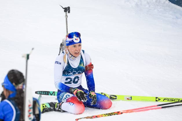 Tereza Vobornikova (CZE) 3rd place, Bronze Medal at the finish line during the Olympic Winter games, Winterspiele,Spiele, Summer games Milano-Cortina 2026, Biathlon Women s 12.5km Mass Start on February 21, 2026 at Antholz-Anterselva Biathlon Arena in Anterselva, Italy  Copyright: xLucianoxMariaxBisi IPAxSportx xipa-agency.netx xx IPA_71819276 IPA_Agency_IPA71819276