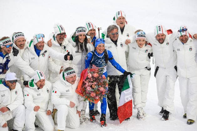 Dorothea Wierer (ITA) celebrates the last race of her career at the end of the Olympic Winter games, Winterspiele,Spiele, Summer games Milano-Cortina 2026, Biathlon Women s 12.5km Mass Start on February 21, 2026 at Antholz-Anterselva Biathlon Arena in Anterselva, Italy  Copyright: xLucianoxMariaxBisi IPAxSportx xipa-agency.netx xx IPA_71818878 IPA_Agency_IPA71818878