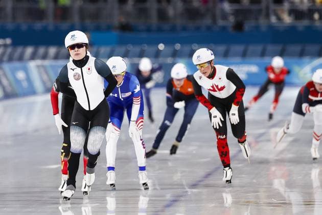 MILAN , 21-02-2026 , Milano Speed skating, Eisschnelllauf Stadium , Olympic Winter games, Winterspiele,Spiele, Summer games 2026 - Speed Skating mass start ladies semifinals, Picture shows Ayano Sato Olympic Winter Games 2026 - Speed Skating mass start  x201784124x Copyright: