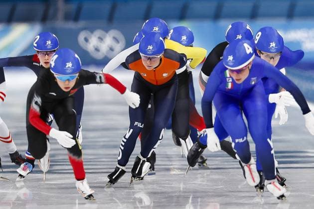 MILAN , 21-02-2026 , Milano Speed skating, Eisschnelllauf Stadium , Olympic Winter games, Winterspiele,Spiele, Summer games 2026 - Speed Skating mass start ladies semifinals, Picture shows Marijke Groenewoud Olympic Winter Games 2026 - Speed Skating mass start  x201784145x Copyright: