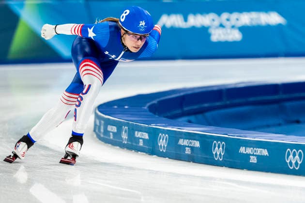Speed skating, Eisschnelllauf - Milano Cortina 2026 Winter Olympics: Day 15 Greta Myers of Team United States competes in semi-final 2 of the Speed Skating Women s Mass Start on day fifteen of the Milano Cortina 2026 Winter Olympic Games, Olympische Spiele, Olympia, OS at Milano Speed Skating Stadium on February 21, 2026 in Milan, Italy Milano Italy  Copyright: xAndrzejxIwanczukx originalFilename:iwanczuk-speedska260221_npg82.jpg