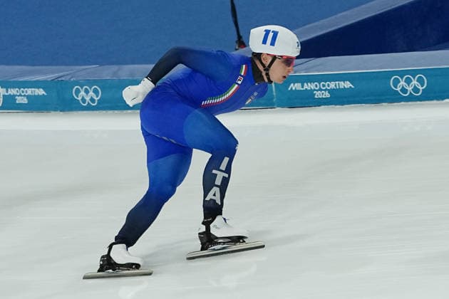 Andrea Giovannini from Italy Men™s Speed skating, Eisschnelllauf mass start at the 2026 Winter Olympics, Milan, Italy, Saturday , Feb. 21, 2026. (Gian Mattia D Alberto LaPresse)  Copyright: xGianxMattiaxD Alberto LaPressex