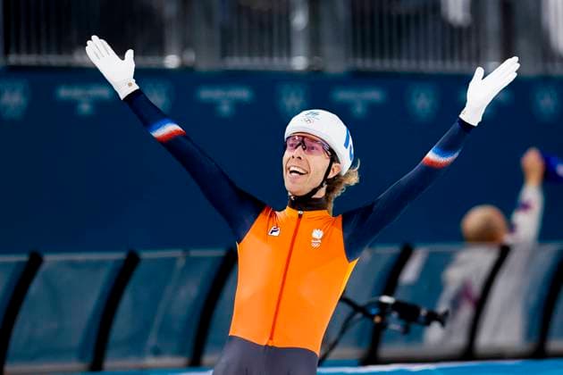 winner Jorrit Bergsma of the Netherlands celebrates after Men s Mass Start Final, Milano Cortina 2026 Winter Olympics: Day 15, Speed skating, Eisschnelllauf - Milano Cortina 2026 Winter Olympics: Day 15, Milano Speed Skating Stadium, February 21, 2026, Milan, Italy.