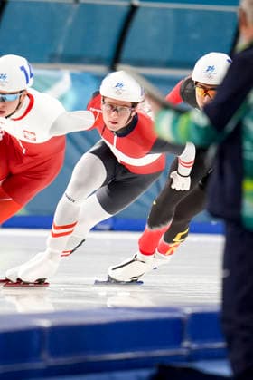 OLYMPICS - Winter Olympic Games, Olympische Spiele, Olympia, OS Milano Cortina 2026 MILAN,ITALY,21.FEB.26 - OLYMPICS, Speed skating, Eisschnelllauf - Winter Olympic Games Milano Cortina 2026, mass start, semifinal, men. Image shows Alexander Farthofer (AUT).  GEPAxpictures xRanjithxKumar