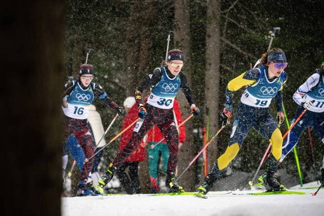 12,5-km-Massenstart der Frauen im Biathlon bei den Olympischen Winterspielen Milano Cortina 2026 in der Südtirol Arena, Antholz-Anterselva, Italien, am 21. Februar 2026. Womens 12.5 km Mass Start biathlon event at the Olympic Winter games, Winterspiele,Spiele, Summer games Milano Cortina 2026 at the Südtirol Arena, Antholz-Anterselva, Italy, on February 21, 2026. *** Womens 12.5 km Mass Start biathlon event at the Olympic Winter Games Milano Cortina 2026 at the Südtirol Arena, Antholz Anterselva, Italy, on February 21, 2026 Womens 12 5 km Mass Start biathlon event at the Olympic Winter Games Milano Cortina 2026 at the Südtirol Arena, Antholz Anterselva, Italy, on February 21, 2026 Copyright: HMBxMedia MarcxNiemeyer