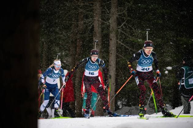 12,5-km-Massenstart der Frauen im Biathlon bei den Olympischen Winterspielen Milano Cortina 2026 in der Südtirol Arena, Antholz-Anterselva, Italien, am 21. Februar 2026. Womens 12.5 km Mass Start biathlon event at the Olympic Winter games, Winterspiele,Spiele, Summer games Milano Cortina 2026 at the Südtirol Arena, Antholz-Anterselva, Italy, on February 21, 2026. *** Womens 12.5 km Mass Start biathlon event at the Olympic Winter Games Milano Cortina 2026 at the Südtirol Arena, Antholz Anterselva, Italy, on February 21, 2026 Womens 12 5 km Mass Start biathlon event at the Olympic Winter Games Milano Cortina 2026 at the Südtirol Arena, Antholz Anterselva, Italy, on February 21, 2026 Copyright: HMBxMedia MarcxNiemeyer