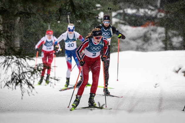 Maren Kirkeeide (NOR), 12,5-km-Massenstart der Frauen im Biathlon bei den Olympischen Winterspielen Milano Cortina 2026 in der Südtirol Arena, Antholz-Anterselva, Italien, am 21. Februar 2026. Womens 12.5 km Mass Start biathlon event at the Olympic Winter games, Winterspiele,Spiele, Summer games Milano Cortina 2026 at the Südtirol Arena, Antholz-Anterselva, Italy, on February 21, 2026. *** Maren Kirkeeide NOR , 12.5 km Womens Mass Start biathlon event at the Olympic Winter Games Milano Cortina 2026 at the Südtirol Arena, Anterselva Anterselva, Italy, on February 21, 2026 Womens 12 5 km Mass Start biathlon event at the Olympic Winter Games Milano Cortina 2026 at the Südtirol Arena, Anterselva Anterselva, Italy, on February 21, 2026 Copyright: HMBxMedia MarcxNiemeyer