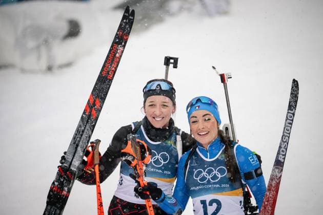 Franziska Preuss (GER) und Dorothea Wierer (ITA), 12,5-km-Massenstart der Frauen im Biathlon bei den Olympischen Winterspielen Milano Cortina 2026 in der Südtirol Arena, Antholz-Anterselva, Italien, am 21. Februar 2026. Womens 12.5 km Mass Start biathlon event at the Olympic Winter games, Winterspiele,Spiele, Summer games Milano Cortina 2026 at the Südtirol Arena, Antholz-Anterselva, Italy, on February 21, 2026. *** Franziska Preuss GER and Dorothea Wierer ITA , Womens 12.5 km Mass Start biathlon event at the Olympic Winter Games Milano Cortina 2026 at the Südtirol Arena, Antholz Anterselva, Italy, on February 21, 2026 Womens 12 5 km Mass Start biathlon event at the Olympic Winter Games Milano Cortina 2026 at the Südtirol Arena, Antholz Anterselva, Italy, on February 21, 2026 Copyright: HMBxMedia MarcxNiemeyer