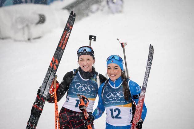 Franziska Preuss (GER) und Dorothea Wierer (ITA), 12,5-km-Massenstart der Frauen im Biathlon bei den Olympischen Winterspielen Milano Cortina 2026 in der Südtirol Arena, Antholz-Anterselva, Italien, am 21. Februar 2026. Womens 12.5 km Mass Start biathlon event at the Olympic Winter games, Winterspiele,Spiele, Summer games Milano Cortina 2026 at the Südtirol Arena, Antholz-Anterselva, Italy, on February 21, 2026. *** Franziska Preuss GER and Dorothea Wierer ITA , Womens 12.5 km Mass Start biathlon event at the Olympic Winter Games Milano Cortina 2026 at the Südtirol Arena, Antholz Anterselva, Italy, on February 21, 2026 Womens 12 5 km Mass Start biathlon event at the Olympic Winter Games Milano Cortina 2026 at the Südtirol Arena, Antholz Anterselva, Italy, on February 21, 2026 Copyright: HMBxMedia MarcxNiemeyer