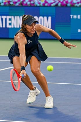 2026 Dubai Duty Free Tennis Championships DUBAI, UAE - FEBRUARY 21: German tennis player Laura Siegemund (not seen) and Russian tennis player Vera Zvonareva (not seen) compete against Canadian tennis player Gabriela Dabrowski (L) and Brazilian tennis player Luisa Stefani (R) in the women’s doubles final of the Dubai Duty Free Tennis Championships at the Dubai Duty Free Tennis Stadium in Dubai, United Arab Emirates, on February 21, 2026. Waleed Zein Anadolu Dubai United Arab Emirates. Editorial use only. Please get in touch for any other usage.  Copyright: x2026xAnadoluxWaleedxZeinx