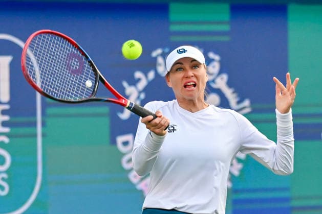 2026 Dubai Duty Free Tennis Championships DUBAI, UAE - FEBRUARY 21: German tennis player Laura Siegemund and Russian tennis player Vera Zvonareva compete against Canadian tennis player Gabriela Dabrowski and Brazilian tennis player Luisa Stefani in the women’s doubles final of the Dubai Duty Free Tennis Championships at the Dubai Duty Free Tennis Stadium in Dubai, United Arab Emirates, on February 21, 2026. Waleed Zein Anadolu Dubai United Arab Emirates. Editorial use only. Please get in touch for any other usage.  Copyright: x2026xAnadoluxWaleedxZeinx