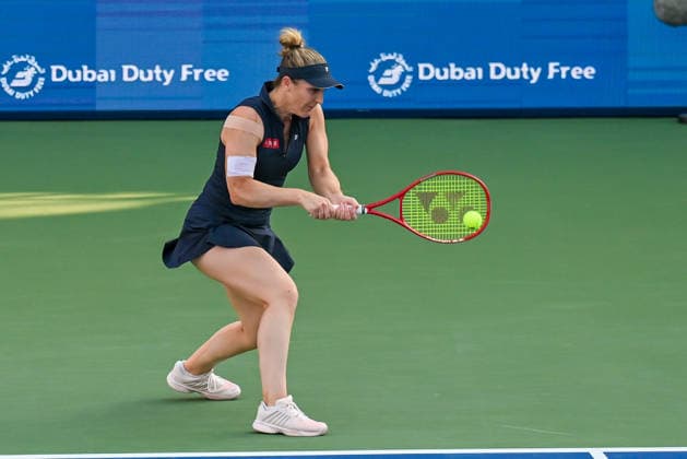 2026 Dubai Duty Free Tennis Championships DUBAI, UAE - FEBRUARY 21: German tennis player Laura Siegemund and Russian tennis player Vera Zvonareva compete against Canadian tennis player Gabriela Dabrowski and Brazilian tennis player Luisa Stefani in the women’s doubles final of the Dubai Duty Free Tennis Championships at the Dubai Duty Free Tennis Stadium in Dubai, United Arab Emirates, on February 21, 2026. Waleed Zein Anadolu Dubai United Arab Emirates. Editorial use only. Please get in touch for any other usage.  Copyright: x2026xAnadoluxWaleedxZeinx