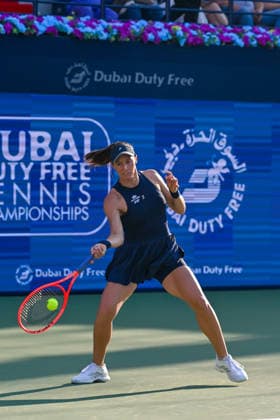 2026 Dubai Duty Free Tennis Championships DUBAI, UAE - FEBRUARY 21: German tennis player Laura Siegemund and Russian tennis player Vera Zvonareva compete against Canadian tennis player Gabriela Dabrowski and Brazilian tennis player Luisa Stefani in the women’s doubles final of the Dubai Duty Free Tennis Championships at the Dubai Duty Free Tennis Stadium in Dubai, United Arab Emirates, on February 21, 2026. Waleed Zein Anadolu Dubai United Arab Emirates. Editorial use only. Please get in touch for any other usage.  Copyright: x2026xAnadoluxWaleedxZeinx