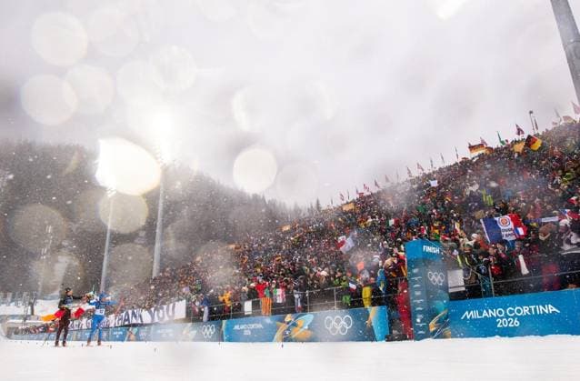 MILANO CORTINA 2026 - OLYMPISCHE WINTERSPIELE - ANTERSELVA - BIATHLON - 12,5KM MASSENSTART FRAUEN ** NUR FÜR REDAKTIONELLE ZWECKE ** EDITORIAL USE ONLY **<p>21 02 2026-Anterselva: Olympische Winterspiele Milano Cortina 2026 Biathlon Anterselva Biathlon Arena - Antholz Event: 12,5km Massenstart Frauen im Foto: Franziska Preuss 13 (GER) und Dorothea Wierer 12 (ITA), rechts, gehen zum Abschluss der Karriere auf eine gemeinsame Ehrenrunde. ( Italien Venetien Antholz Copyright: SaschaxFromm *** MILANO CORTINA 2026 OLYMPIC WINTER GAMES ANTERSELVA BIATHLON 12.5KM MASS START WOMEN FOR EDITORIAL PURPOSES ONLY EDITORIAL USE ONLY p 21 02 2026 Anterselva Olympic Winter Games Milano Cortina 2026 Biathlon Anterselva Biathlon Arena Antholz Event 12,5km mass start women in the photo Franziska Preuss 13 GER and Dorothea Wierer 12 ITA , right, go on a joint lap of honor at the end of their careers Italy Veneto Anterselva Copyright SaschaxFromm Copyright: SaschaxFromm doc84oa8qcar7bbywtc22en ,EDITORIAL USE ONLY