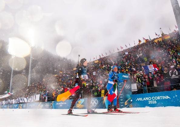 MILANO CORTINA 2026 - OLYMPISCHE WINTERSPIELE - ANTERSELVA - BIATHLON - 12,5KM MASSENSTART FRAUEN ** NUR FÜR REDAKTIONELLE ZWECKE ** EDITORIAL USE ONLY **<p>21 02 2026-Anterselva: Olympische Winterspiele Milano Cortina 2026 Biathlon Anterselva Biathlon Arena - Antholz Event: 12,5km Massenstart Frauen im Foto: Franziska Preuss 13 (GER) und Dorothea Wierer 12 (ITA), rechts, gehen zum Abschluss der Karriere auf eine gemeinsame Ehrenrunde. ( Italien Venetien Antholz Copyright: SaschaxFromm *** MILANO CORTINA 2026 OLYMPIC WINTER GAMES ANTERSELVA BIATHLON 12.5KM MASS START WOMEN FOR EDITORIAL PURPOSES ONLY EDITORIAL USE ONLY p 21 02 2026 Anterselva Olympic Winter Games Milano Cortina 2026 Biathlon Anterselva Biathlon Arena Antholz Event 12,5km mass start women in the photo Franziska Preuss 13 GER and Dorothea Wierer 12 ITA , right, go on a joint lap of honor at the end of their careers Italy Veneto Anterselva Copyright SaschaxFromm Copyright: SaschaxFromm doc84oa8qm7rgy18vbpy21mr ,EDITORIAL USE ONLY